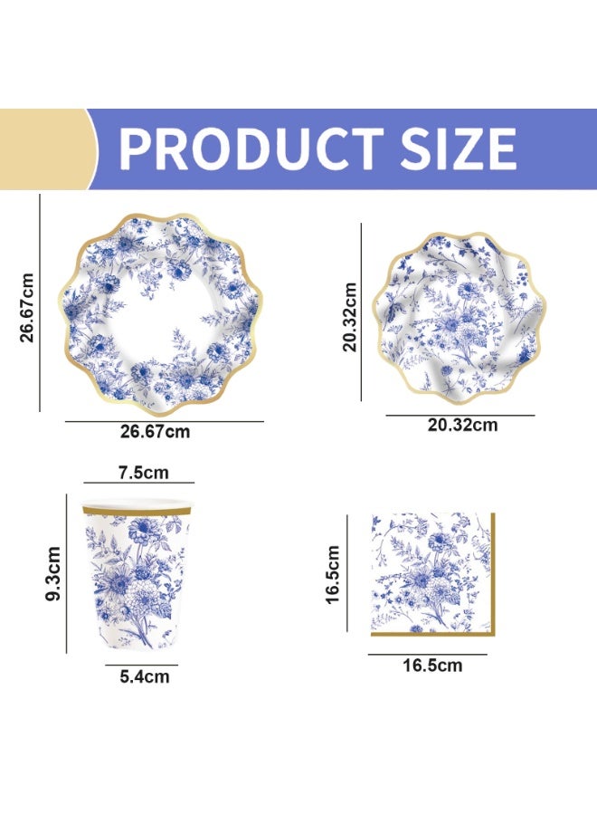 Home Smart Floral Dessert Plates (8" & 10.5"), Cups (9oz, 8 Pcs), Napkins (6.5" x 6.5", 16 Pcs) - Elegant Floral Series Set for Parties, Gatherings, Birthday and Special Occasions - Image 2